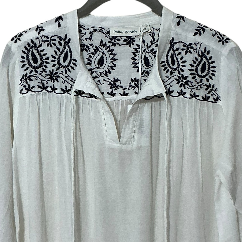 ROLLER RABBIT Lucknow Serafina Tunic XS 24” p2p White $148 Retail NWT - Picture 5 of 13